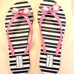 kate spade pink & navy striped with now flip flops